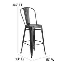 Load image into Gallery viewer, 30" High Black Metal Indoor-Outdoor Barstool with Black Poly Resin Wood Seat