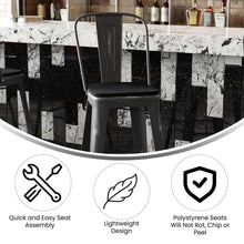 Load image into Gallery viewer, 30" High Black Metal Indoor-Outdoor Barstool with Black Poly Resin Wood Seat
