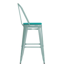Load image into Gallery viewer, 30" High Mint Green Metal Indoor-Barstool with Mint Green Poly Resin Wood Seat