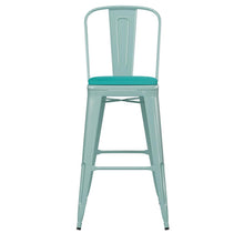 Load image into Gallery viewer, 30" High Mint Green Metal Indoor-Barstool with Mint Green Poly Resin Wood Seat