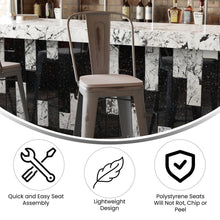 Load image into Gallery viewer, 30" High Silver Gray Metal Indoor-Barstool with Gray Poly Resin Wood Seat