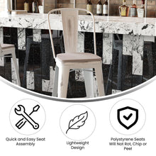 Load image into Gallery viewer, 30" High White Metal Indoor-Outdoor Barstool with Gray Poly Resin Wood Seat