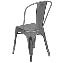 Load image into Gallery viewer, Distressed Silver Gray Metal Indoor-Outdoor Stackable Chair