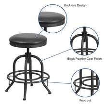 Load image into Gallery viewer, 24'' Counter Height Stool with Swivel Lift Black LeatherSoft Seat