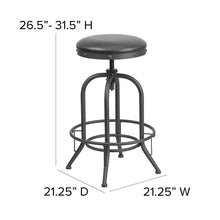 Load image into Gallery viewer, 30'' Barstool with Swivel Lift Black LeatherSoft Seat