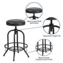 Load image into Gallery viewer, 30'' Barstool with Swivel Lift Black LeatherSoft Seat