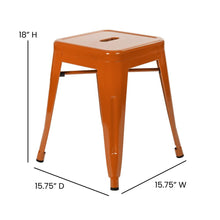Load image into Gallery viewer, 18" Table Height Stool, Stackable Metal Dining Stool in Orange - Set of 4