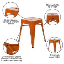 Load image into Gallery viewer, 18" Table Height Stool, Stackable Metal Dining Stool in Orange - Set of 4