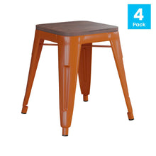 Load image into Gallery viewer, 18" Table Height , Stackable Orange Metal Dining Stool, - Set of 4