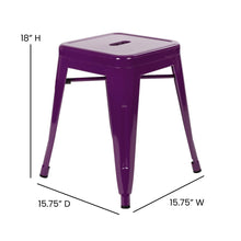 Load image into Gallery viewer, 18" Table Height Stool, Stackable Metal Dining Stool in Purple - Set of 4