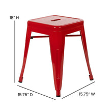 Load image into Gallery viewer, 18" Table Height Stool, Stackable Metal Dining Stool in Red - Set of 4