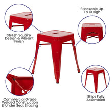 Load image into Gallery viewer, 18" Table Height Stool, Stackable Metal Dining Stool in Red - Set of 4