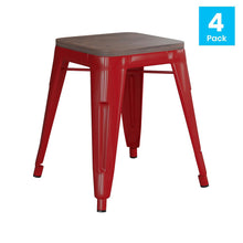 Load image into Gallery viewer, 18" Table Height , Stackable Red Metal Dining Stool, - Set of 4