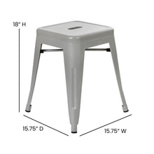 Load image into Gallery viewer, 18" Table Height Stool, Stackable Metal Dining Stool in Silver - Set of 4