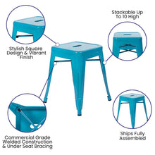 Load image into Gallery viewer, 18" Table Height Stool, Stackable Metal Dining Stool in Teal - Set of 4