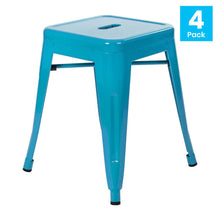 Load image into Gallery viewer, 18" Table Height Stool, Stackable Metal Dining Stool in Teal - Set of 4
