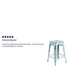 Load image into Gallery viewer, 24" High Distressed Green-Blue Metal Indoor-Outdoor Counter Height Stool