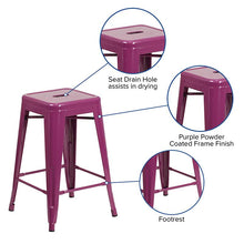 Load image into Gallery viewer, 24" High Backless Purple Indoor-Outdoor Counter Height Stool