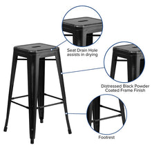Load image into Gallery viewer, 30" High Backless Distressed Black Metal Indoor-Outdoor Barstool