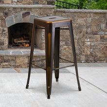 Load image into Gallery viewer, 30" High Backless Distressed Copper Metal Indoor-Outdoor Barstool