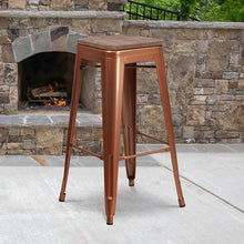 Load image into Gallery viewer, 30" High Backless Copper Barstool with Square Wood Seat