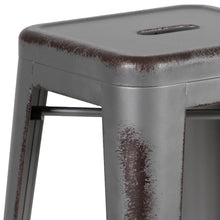 Load image into Gallery viewer, 30" High Backless Distressed Silver Gray Metal Indoor-Outdoor Barstool