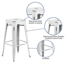 Load image into Gallery viewer, 30" High Backless Distressed White Metal Indoor-Outdoor Barstool