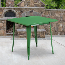 Load image into Gallery viewer, Commercial Grade 31.5" Square Green Metal Indoor-Outdoor Table
