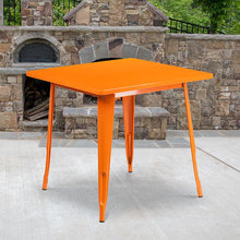 Load image into Gallery viewer, Commercial Grade 31.5" Square Orange Metal Indoor-Outdoor Table