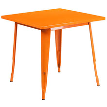 Load image into Gallery viewer, 31.5" Square Orange Metal Indoor-Outdoor Table Set with 4 Arm Chairs