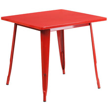 Load image into Gallery viewer, 31.5" Square Red Metal Indoor-Outdoor Table Set with 4 Arm Chairs
