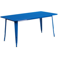 Load image into Gallery viewer, 1.5" x 63" Rectangular Blue Metal Indoor-Outdoor Table Set with 6 Stack Chairs