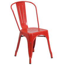 Load image into Gallery viewer, 1.5" x 63" Rectangular Red Metal Indoor-Outdoor Table Set with 6 Stack Chairs