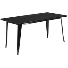 Load image into Gallery viewer, 31.5" x 63" Rectangular Black Metal Indoor-Outdoor Table Set with 6 Arm Chairs