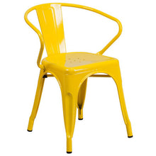 Load image into Gallery viewer, 31.5" x 63" Rectangular Yellow Metal Indoor-Outdoor Table Set with 6 Arm Chairs