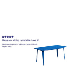 Load image into Gallery viewer, Commercial Grade 31.5" x 63" Rectangular Blue Metal Indoor-Outdoor Table
