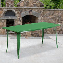 Load image into Gallery viewer, Commercial Grade 31.5" x 63" Rectangular Green Metal Indoor-Outdoor Table