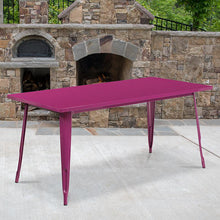 Load image into Gallery viewer, 31.5" x 63" Rectangular Purple Metal Indoor-Outdoor Table