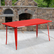 Load image into Gallery viewer, Commercial Grade 31.5" x 63" Rectangular Red Metal Indoor-Outdoor Table