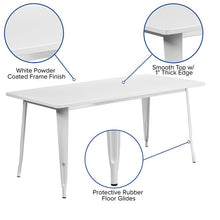 Load image into Gallery viewer, Commercial Grade 31.5" x 63" Rectangular White Metal Indoor-Outdoor Table