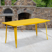 Load image into Gallery viewer, 31.5" x 63" Rectangular Yellow Metal Indoor-Outdoor Table