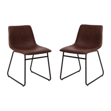 Load image into Gallery viewer, 18 in Mid-Back Sled Base Dining Chair in Dark Brown with Black Frame, Set of 2