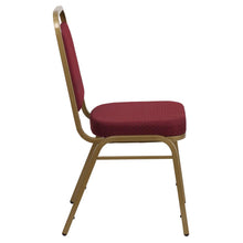 Load image into Gallery viewer, Trapezoidal Back Stacking Banquet Chair in Burgundy Fabric - Gold Frame