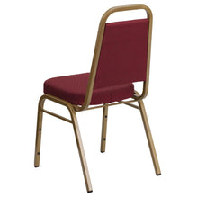 Load image into Gallery viewer, Trapezoidal Back Stacking Banquet Chair in Burgundy Fabric - Gold Frame