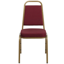 Load image into Gallery viewer, Trapezoidal Back Stacking Banquet Chair in Burgundy Fabric - Gold Frame