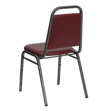 Load image into Gallery viewer, Trapezoidal Back Stacking Banquet Chair in Burgundy Vinyl - Silver Vein Frame
