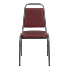 Load image into Gallery viewer, Trapezoidal Back Stacking Banquet Chair in Burgundy Vinyl - Silver Vein Frame