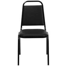 Load image into Gallery viewer, Trapezoidal Back Stacking Banquet Chair in Black Vinyl - Black Frame