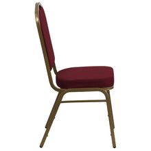 Load image into Gallery viewer, Crown Back Stacking Banquet Chair in Burgundy Fabric - Gold Frame