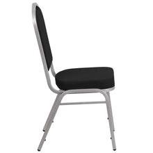 Load image into Gallery viewer, Crown Back Stacking Banquet Chair in Black Fabric - Silver Frame